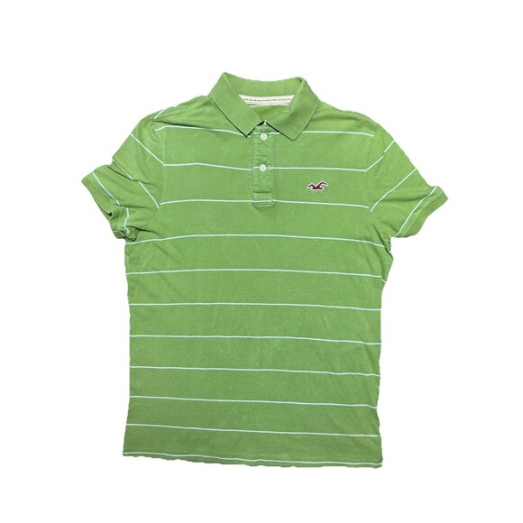 Vtg 2000s Hollister Polo T-Shirt Single Stitch Striped Mens XL Green GUC Preppy - Picture 1 of 9